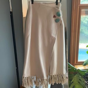 House of Sunny size 4 wool fringe skirt